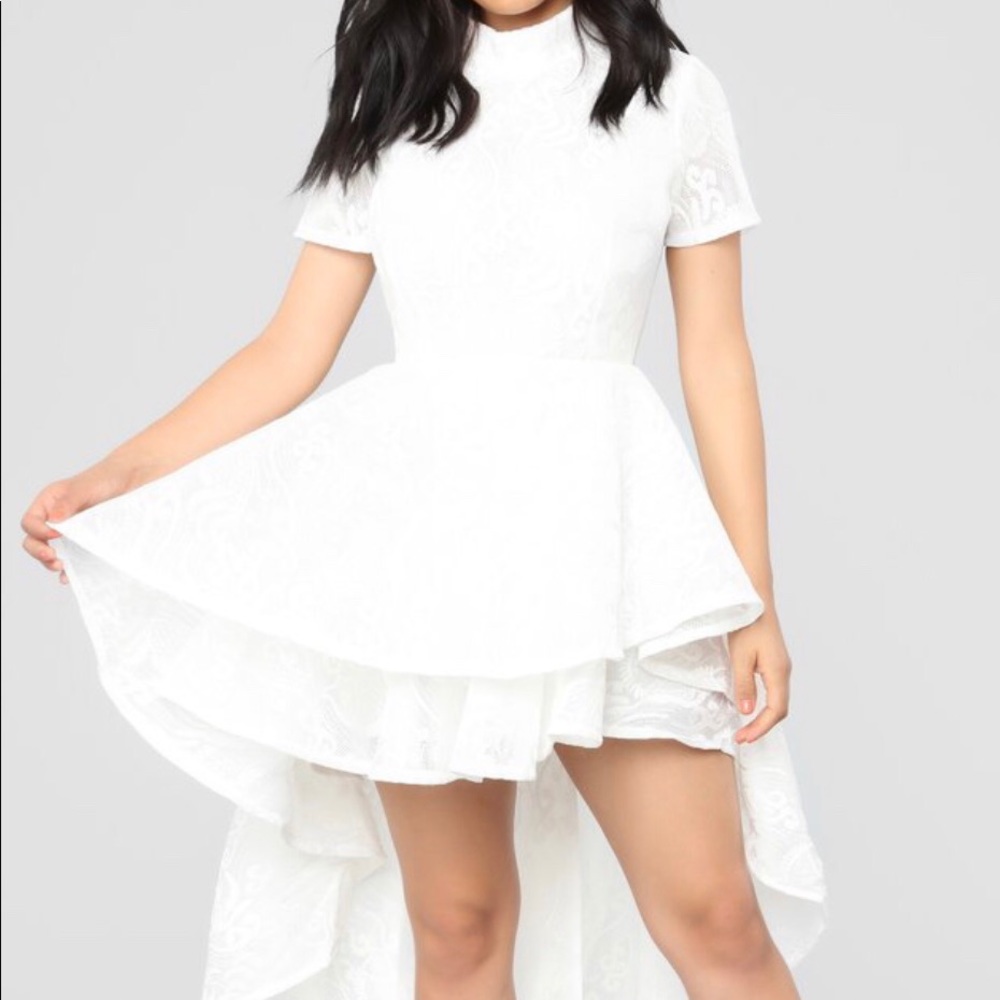 White Ruffle High-Low dress